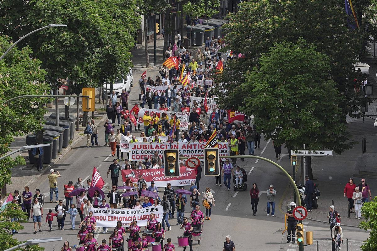 Les imatges de la manifestació de l'1 de maig a Girona