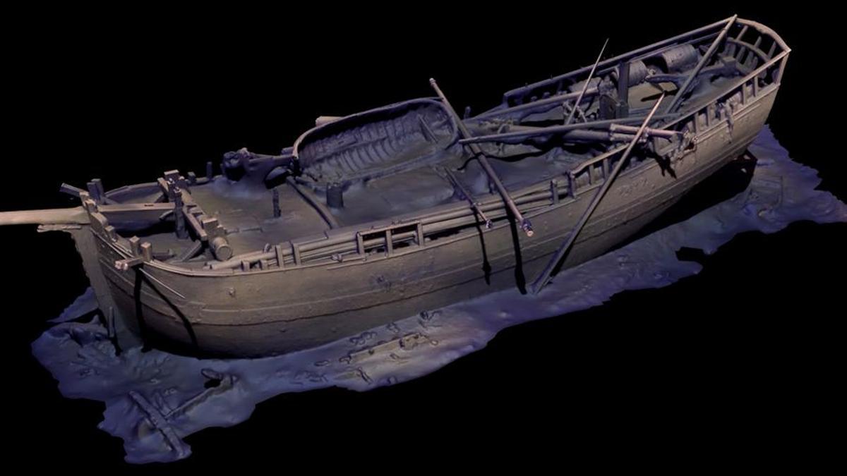 Reconstrucción en 3D de uno de los barcos hundidos en el Báltico.