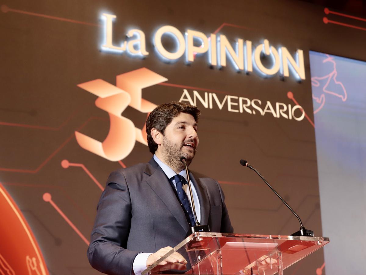 Fernando López Miras, en la gala del 35 aniversario de La Opinión