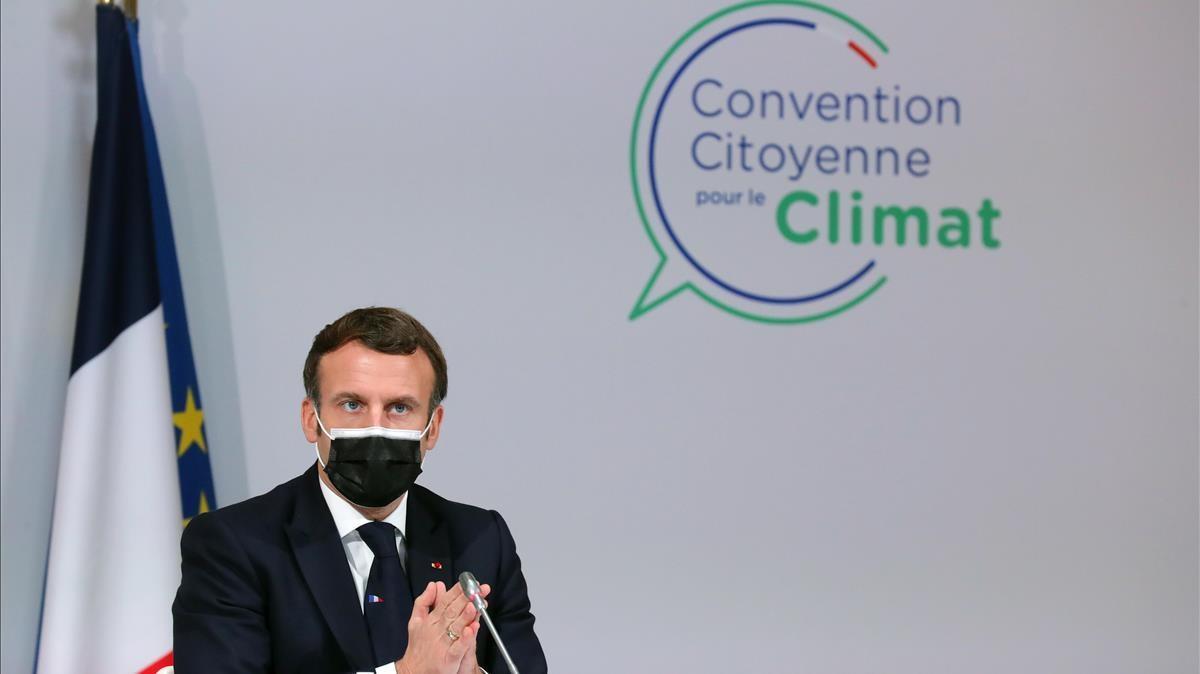Paris (France)  14 12 2020 - France Aos President Emmanuel Macron during a Citizens  Convention on Climate  in Paris  France  14 December 2020  (Francia) EFE EPA Thibault Camus   POOL POOL MAXPPP OUT
