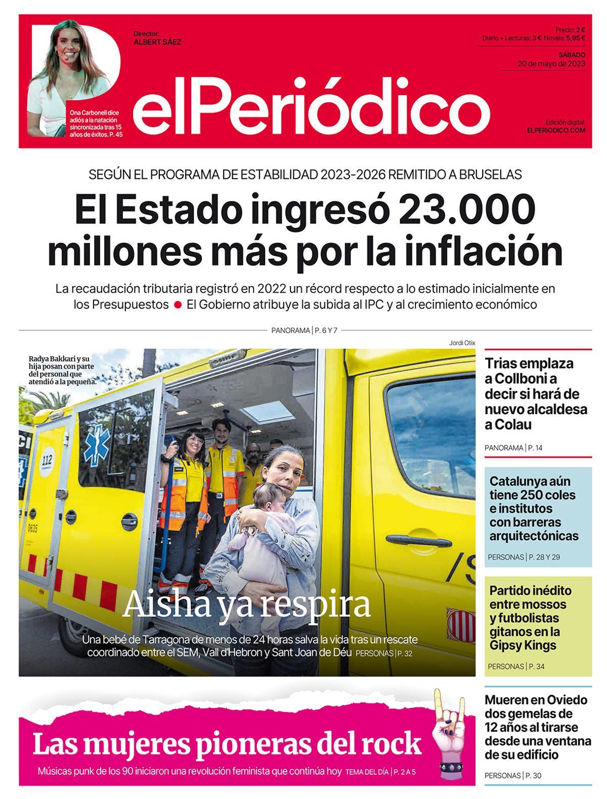 La portada d’EL PERIÓDICO del 20 de maig del 2023