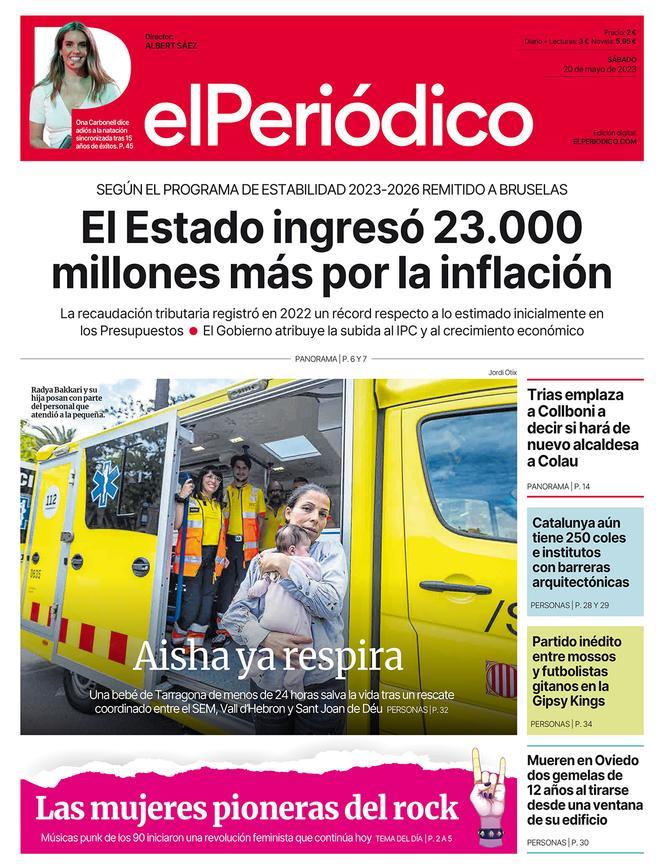 La portada d’EL PERIÓDICO del 20 de maig del 2023