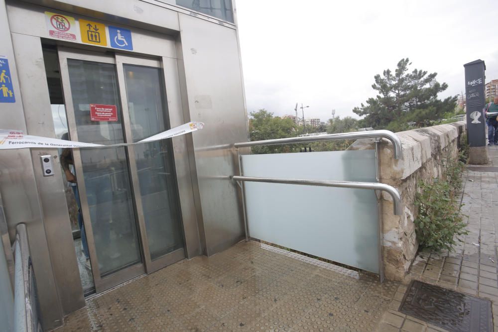 La estación de metro Turia, afectada por las lluvias