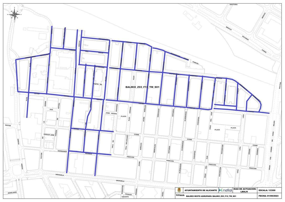 Mapa de la limpieza en Alicante: ¿cuántas veces se baldean las calles de mi barrio?