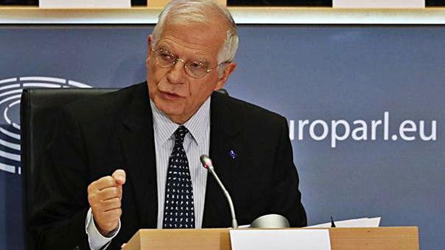 Josep Borrell, durant la seva compareixença davant el Parlament Europeu.