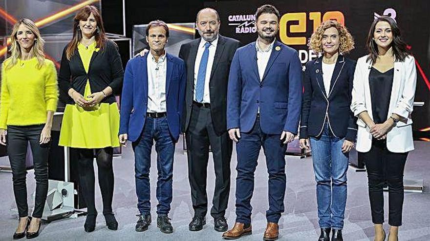 Els participants al debat electoral organitzat per TV3 i Catalunya Ràdio per a les eleccions del 28 d&#039;abril passat