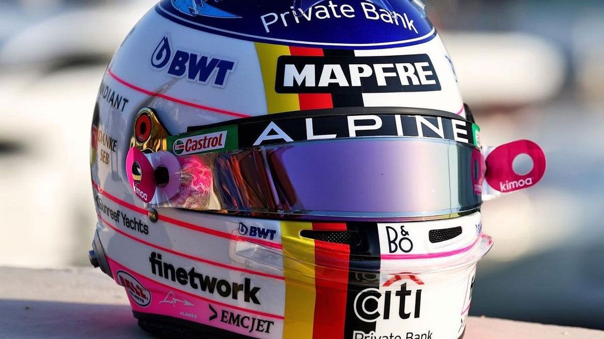 El casco de Alonso en Abu Dhabi, dedicado a Vettel