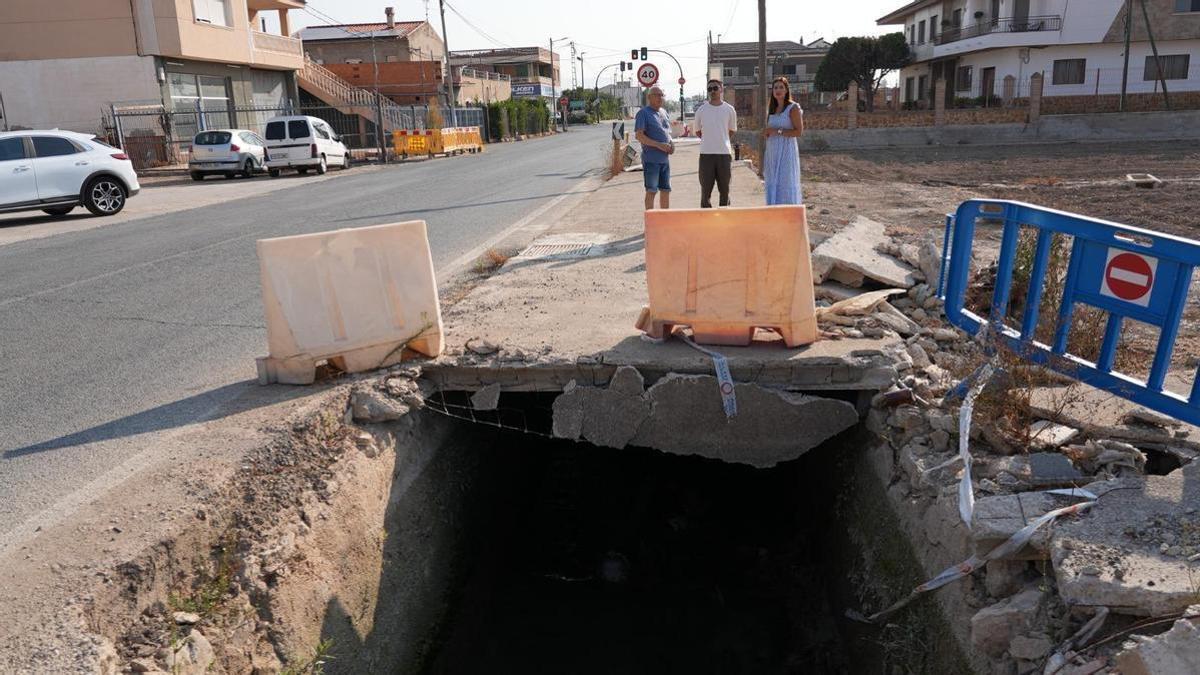 Estado del cimbrado en Orilla del Azarbe, en la pedanía murciana de El Raal.