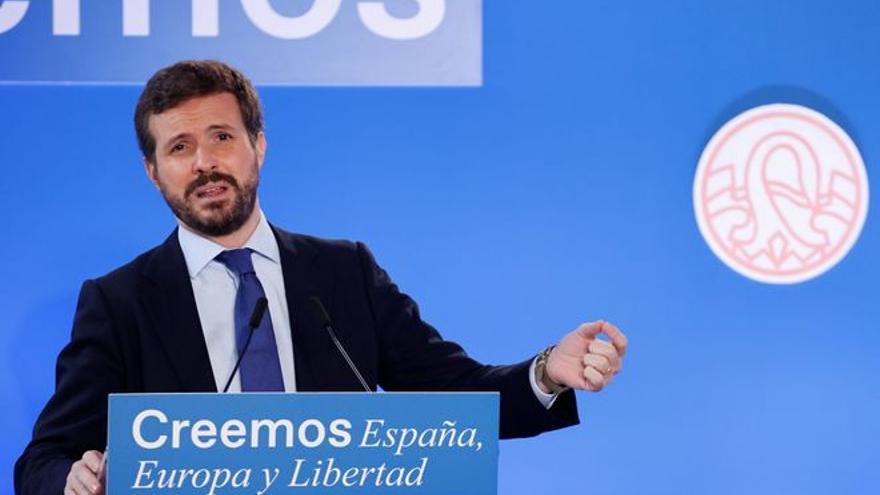 Pablo Casado pronuncia una conferencia sobre la economía española en el curso de El Escorial, el pasado martes.