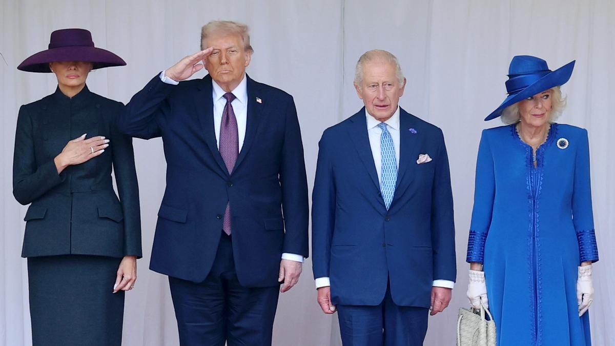 Donald Trump y Melania Trump, en su segunda visita de estado al Reino Unido.