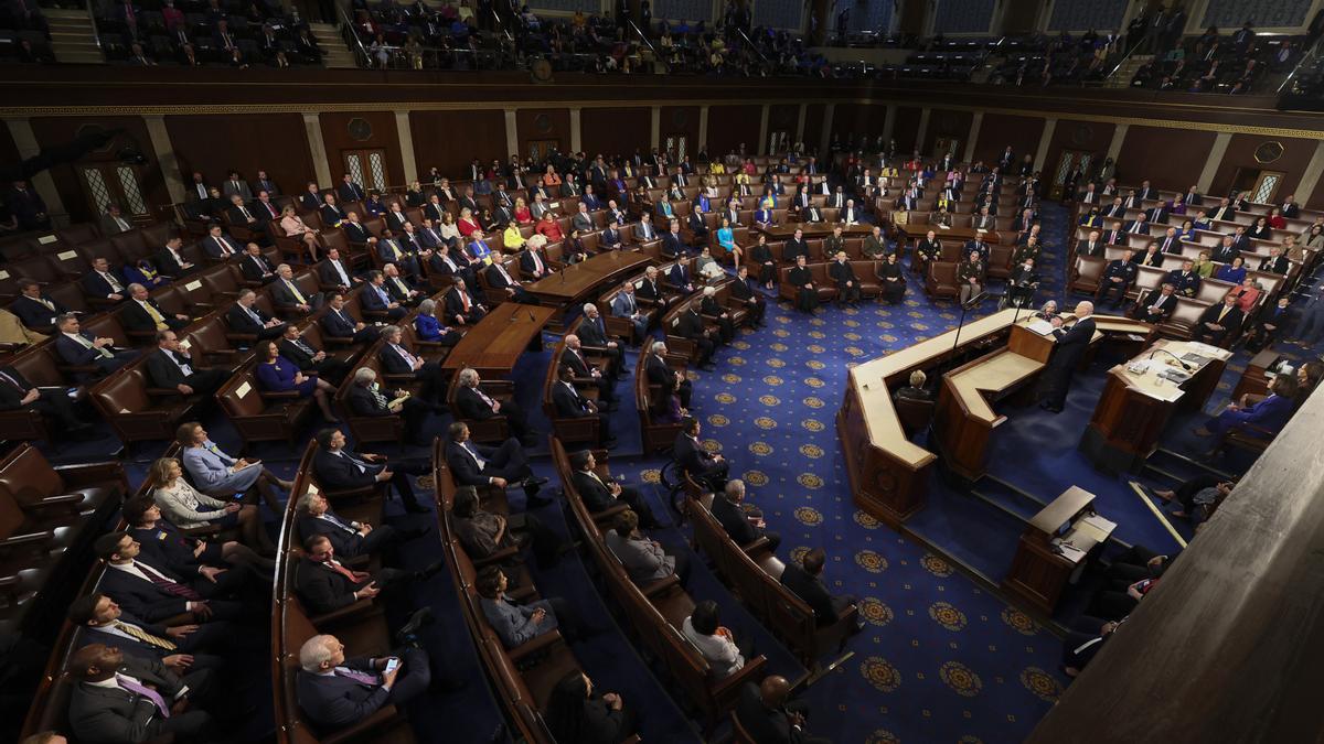 Sala de la Cámara de Representantes de Estados Unidos durante el discurso del Estado de la Unión de Joe Biden en 2021