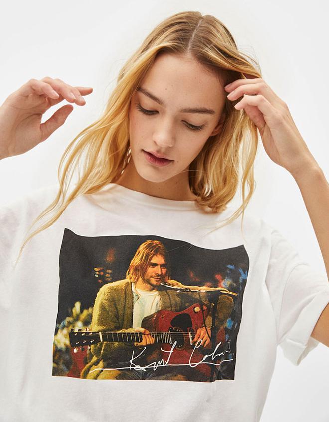 Camiseta de Kurt Cobain de Bershka
