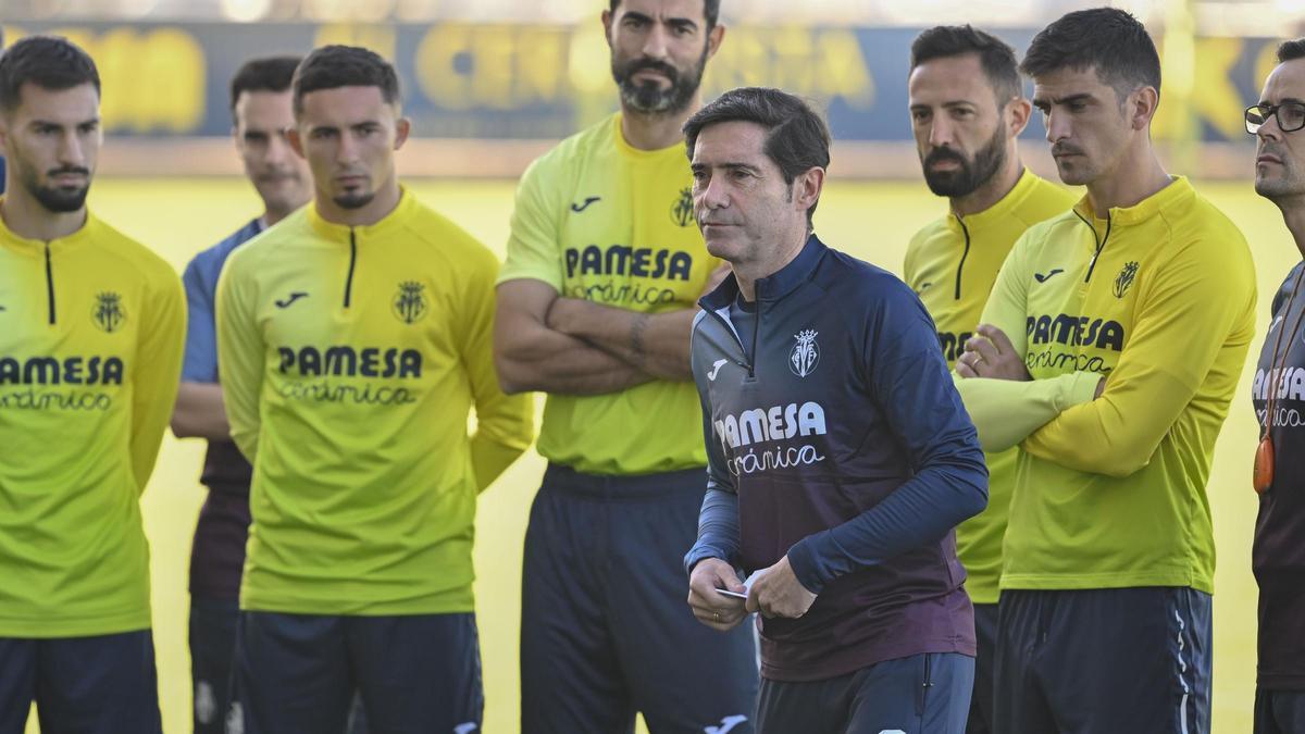 Marcelino García Toral, nuevo entrennador del Villarreal, en el entrenamiento de este martes.
