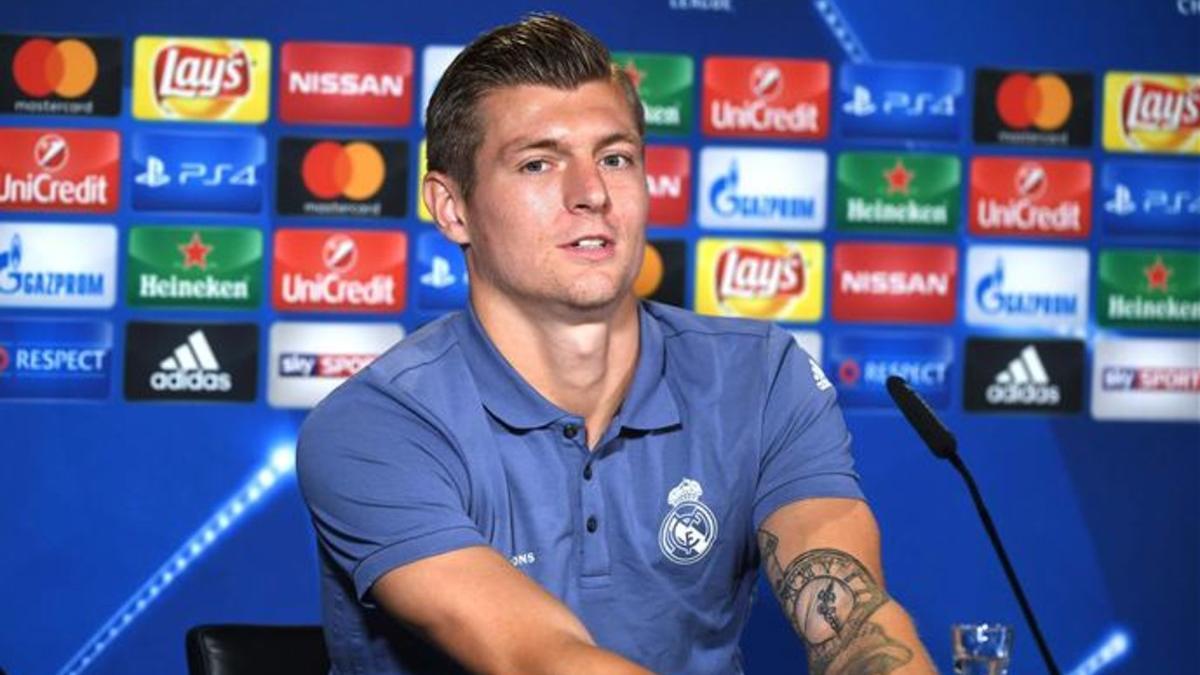 Toni Kroos, en la sala de prensa del Signal Iduna Park