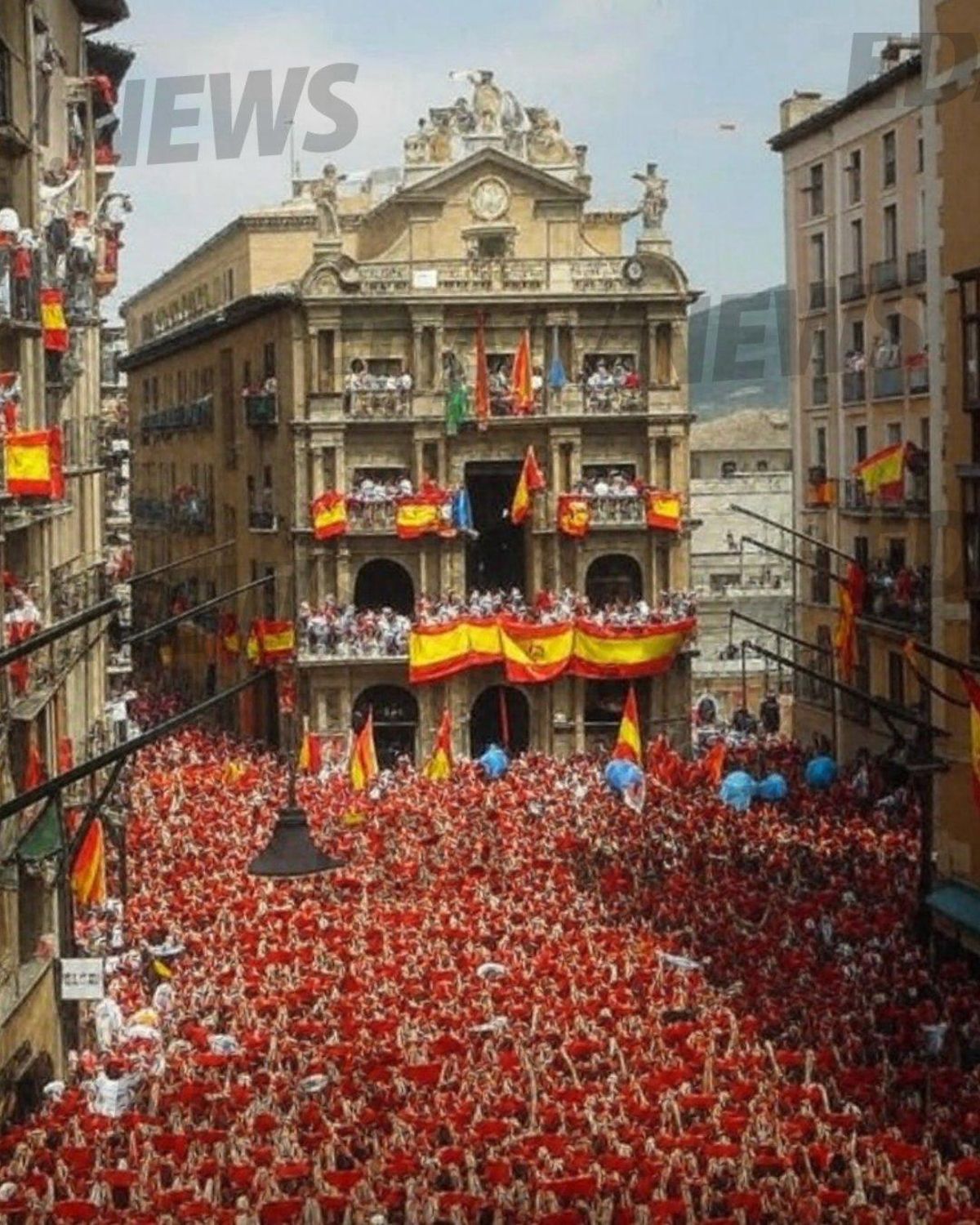Montaje hecho con IA de la plaza del Ayuntamiento de Pamplona.