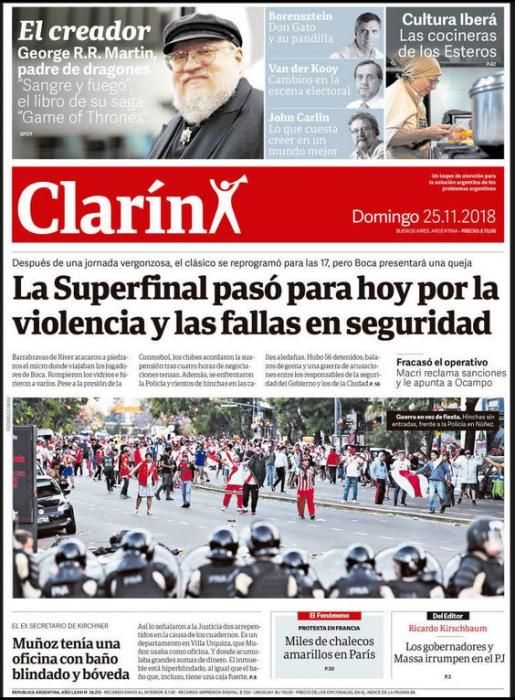 Portada CLARÍN 25 noviembre 2018