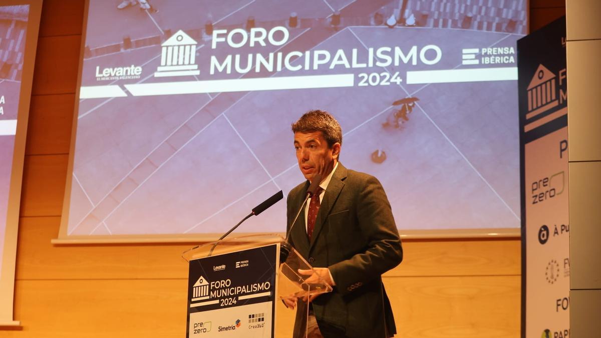 Carlos Mazón, durante su intervención en el II Foro de Municipalismo