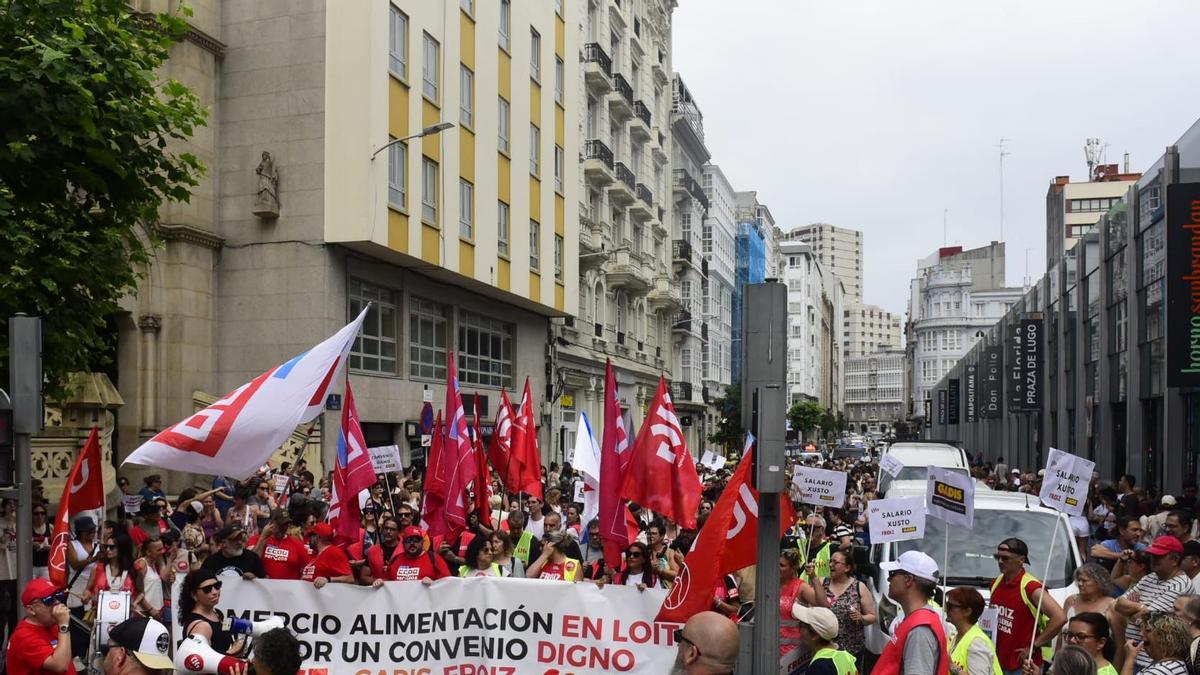 Cabecera de la manifestación en la plaza de Lugo.