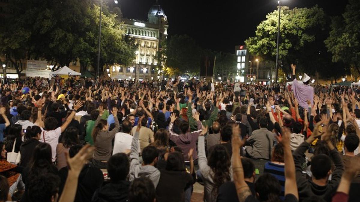 La asamblea de la plaza de Catalunya.