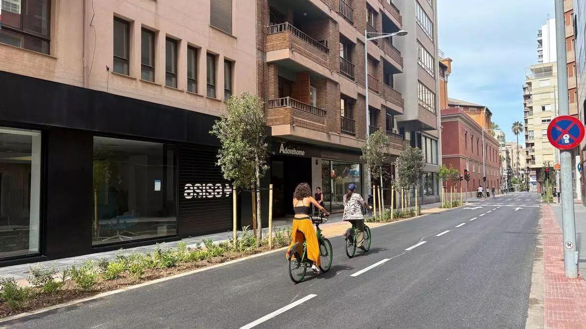 Imatge del carril bici al carrer Herrero, ara eliminat.