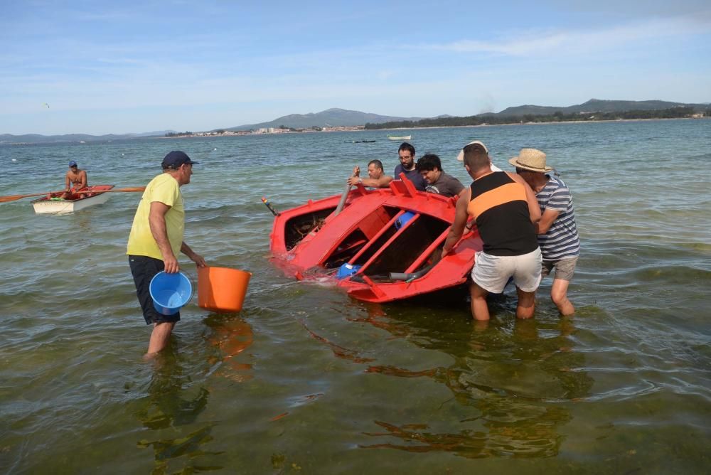 O vento provocou o afundimento de dez dornas na Illa de Arousa