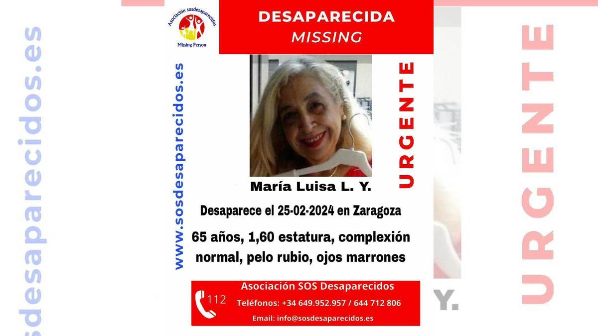María Luisa L.Y. ha desaparecido en Zaragoza