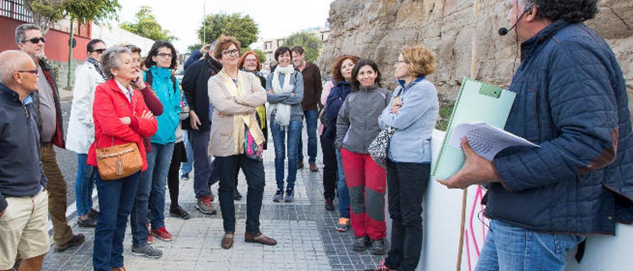 El botánico Carlos Suárez, durante el paseo divulgativo de ayer en la calle Manuel de León Falcón.