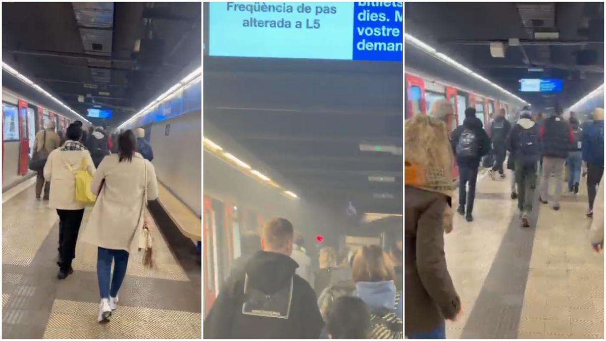 Humo en la estación de metro Entença este viernes 30 de enero