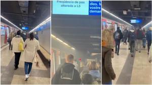 Humo en la estación de metro Entença este viernes 30 de enero