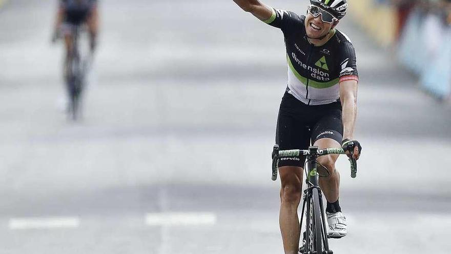 Boasson Hagen celebra su victoria en la etapa del Tour de Francia.