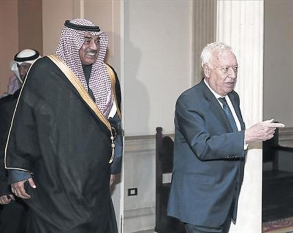 García-Margallo, amb el ministre d’Exteriors de Kuwait, durant la seva trobada d’ahir a Madrid.