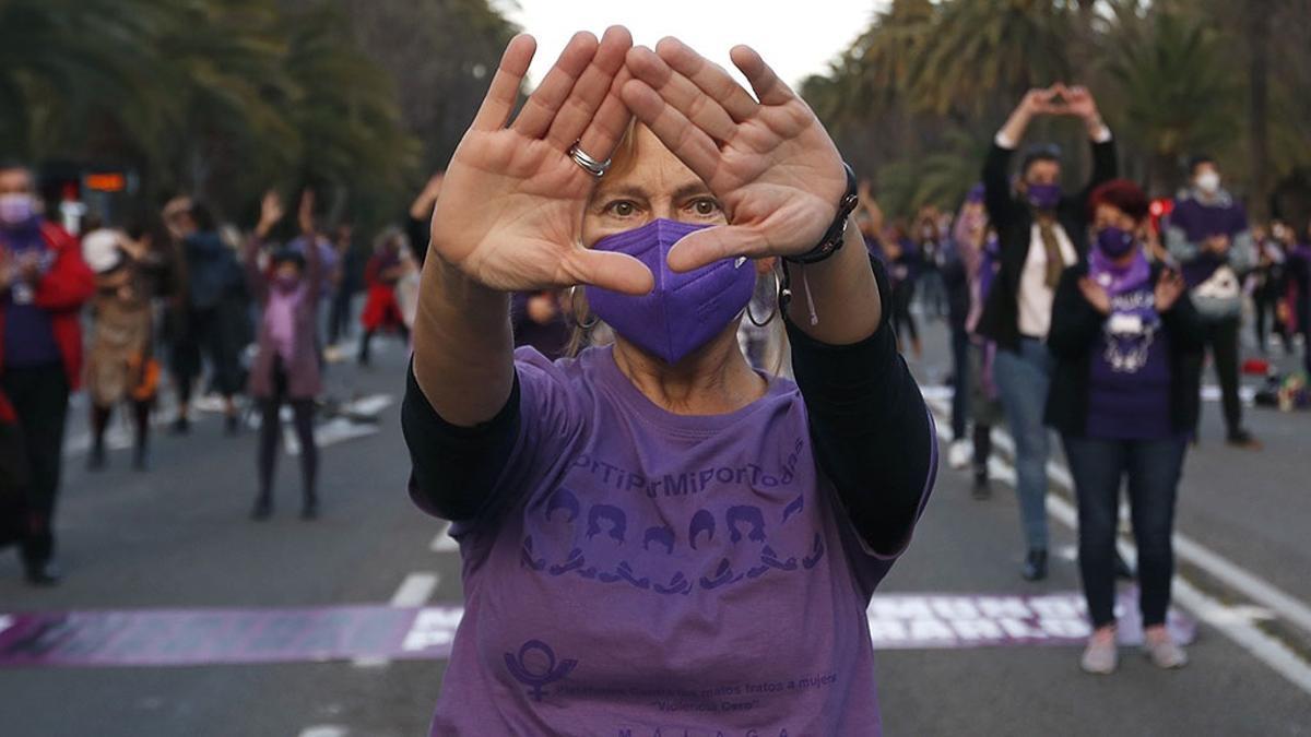 Una protesta por el 8M en Barcelona.