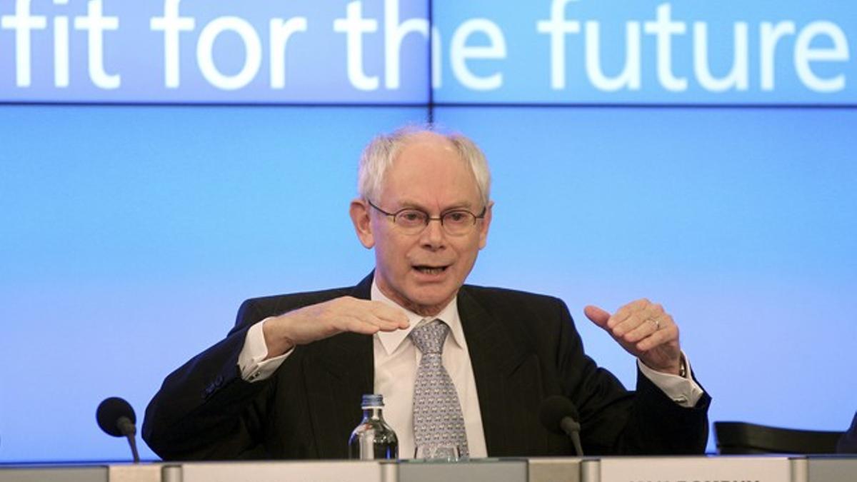 El presidente de la Comisión Europea, Herman van Rompuy, durante una rueda de prensa.