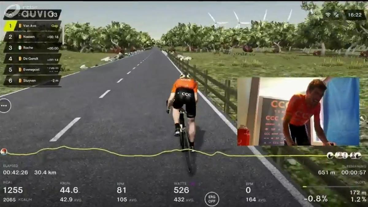 El ciclista belga Greg Van Avermaet, durante una carrera ciclista virtual