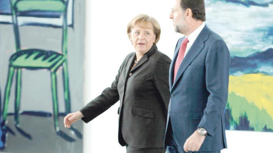 La canciller alemana, Angela Merkel, con Mariano Rajoy, en 2008