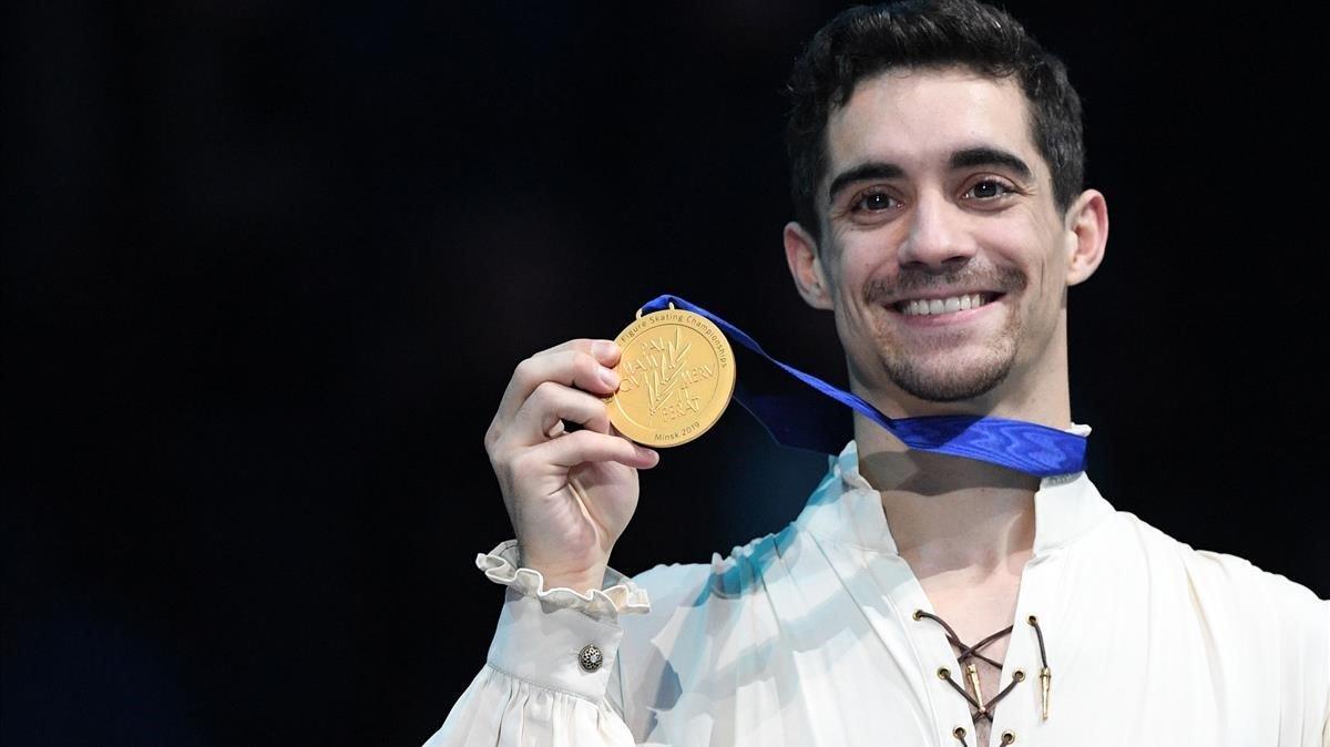 jcarmengol46714375 first placed javier fernandez reacts after the men s free sk190126160651