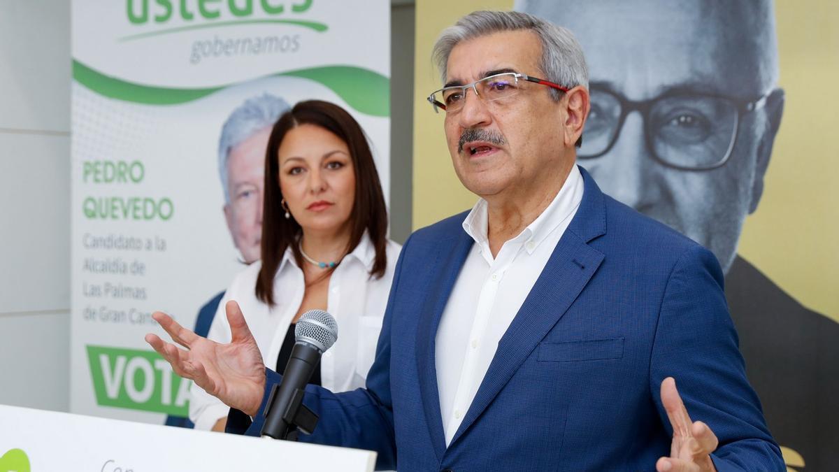 El candidato de Nueva Canarias a la Presidencia del Gobierno de Canarias, Román Rodríguez, durante el acto de presentación de este jueves.