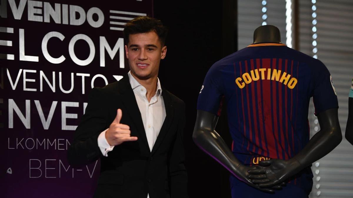 Philippe Coutinho se ha mostrado muy sonriente durante su presentación como jugador del Barça.