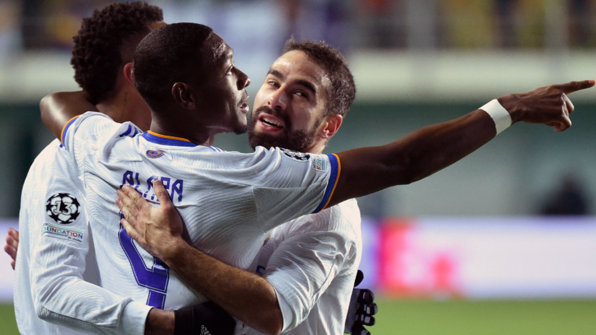 Alaba celebra el primer gol del Real Madrid ante el Sheriff.