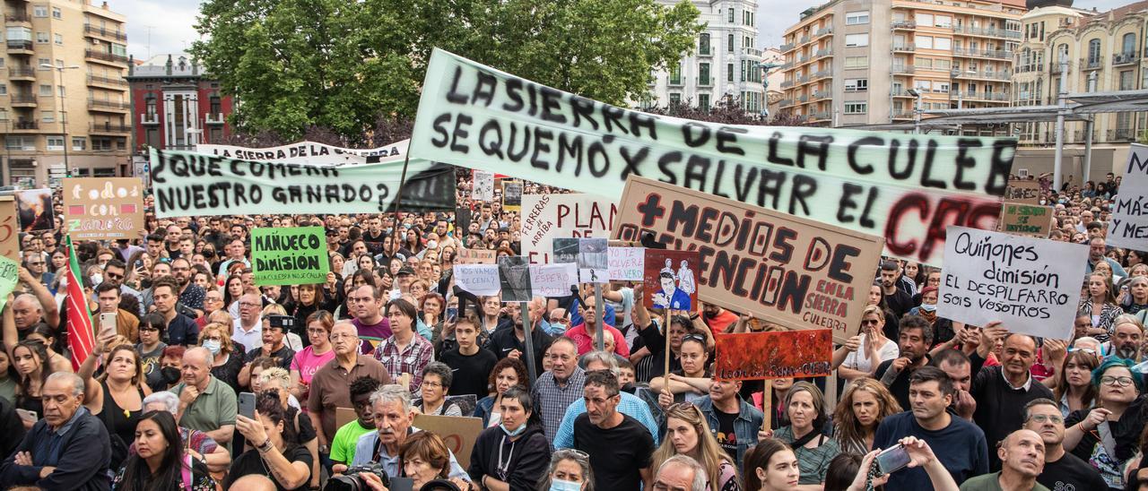 Manifestación por el incendio de La Culebra, Zamora.