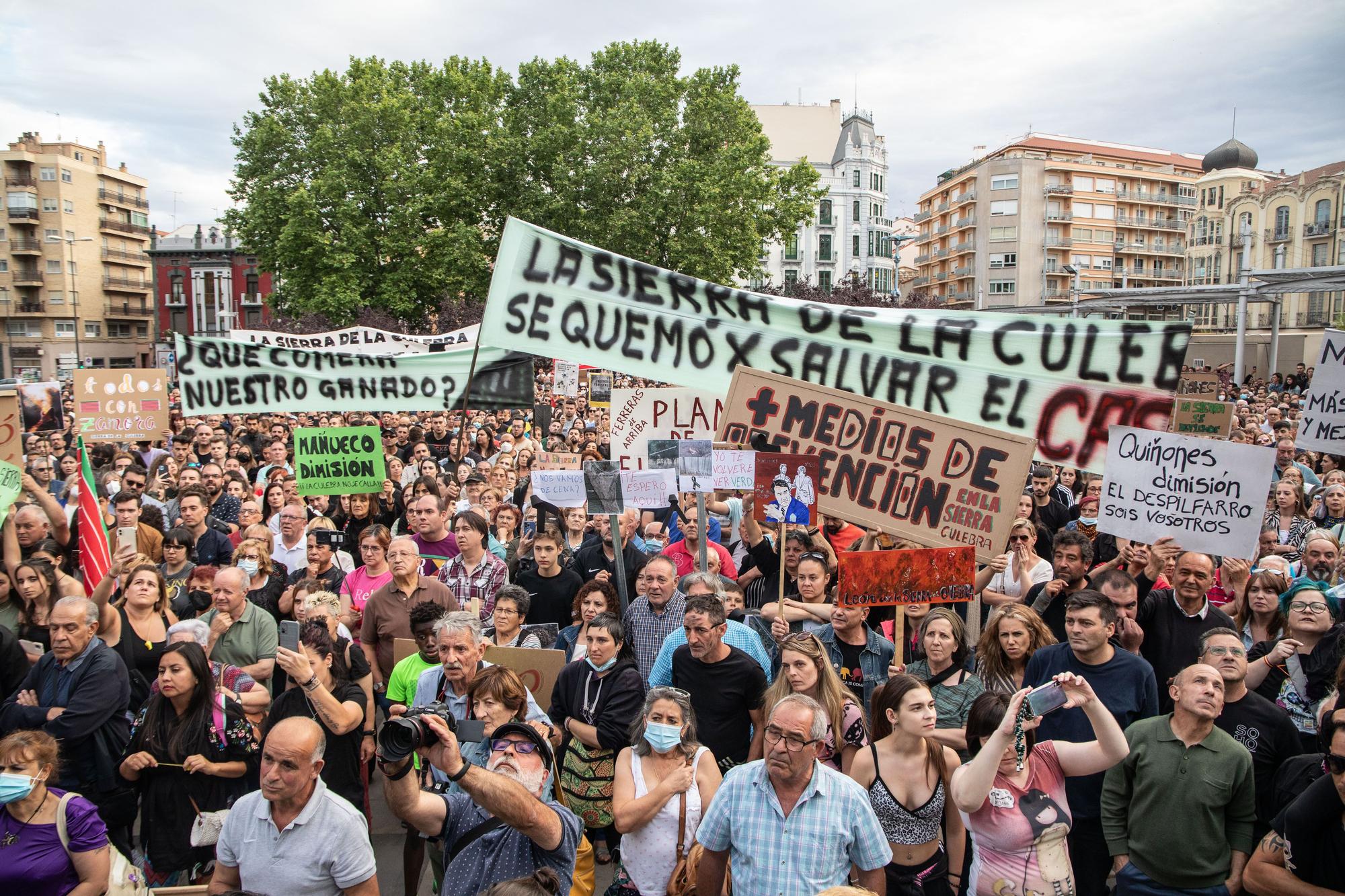 GALERÍA | La manifestación por el incendio de La Culebra (Zamora), en imágenes