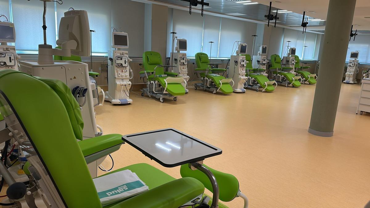 Puestos para hemodiálisis en el hospital de Alcañiz.