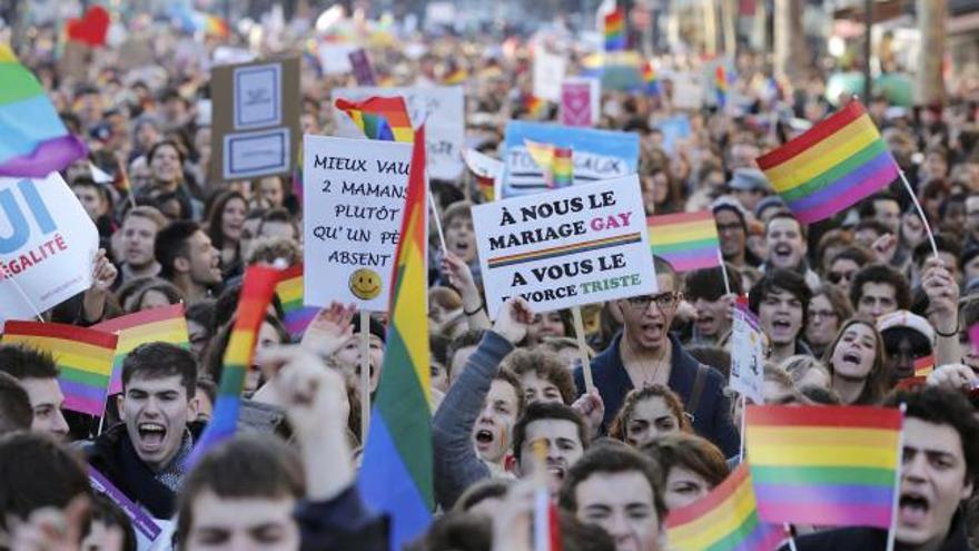 Manifestación a favor del matrimonio homosexual en París