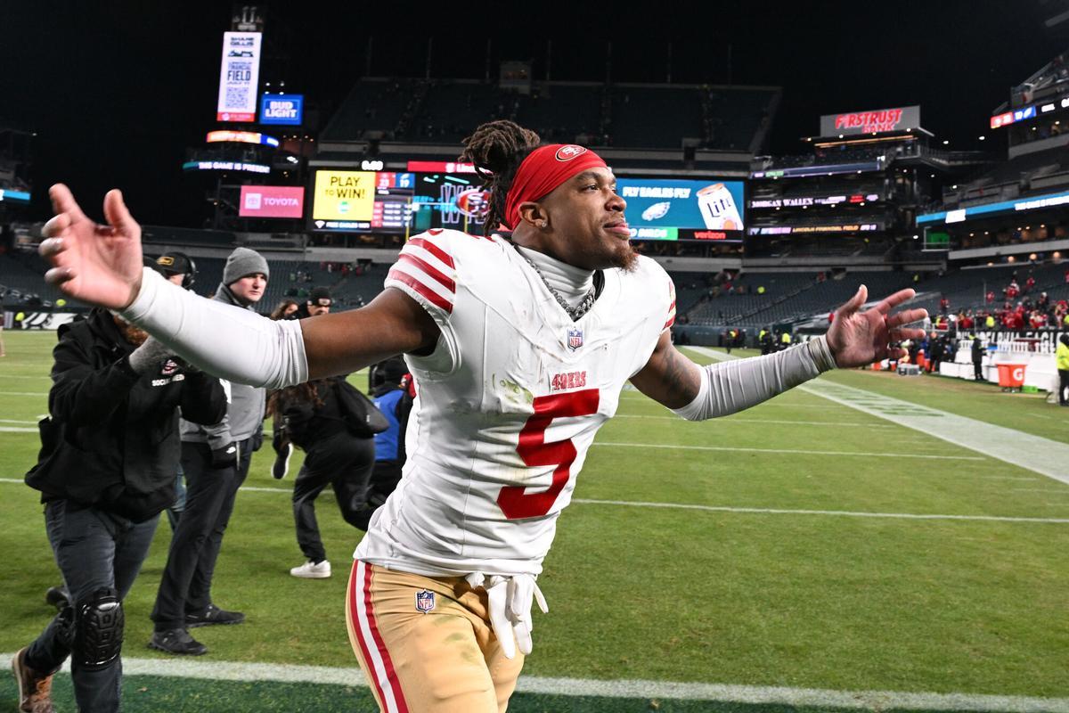 Demarcus Robinson, en el partido de ayer ante los Eagles