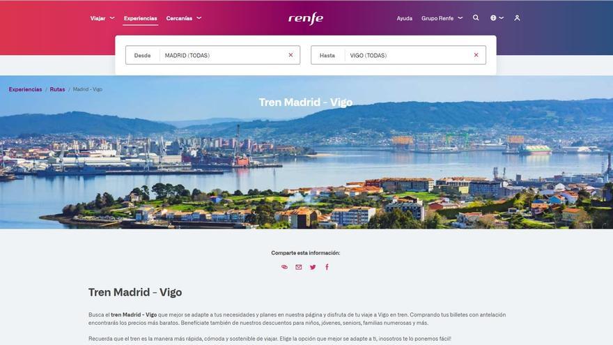 Renfe promociona los viajes a Vigo... con una foto de la ría de Ferrol