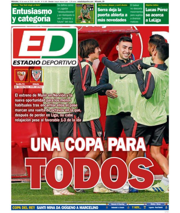 Portada ESTADIO DEPORTIVO miércoles 16 enero 2019