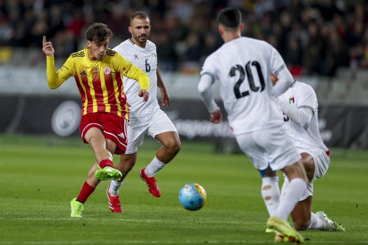 Partido entre Catalunya-Palestina en el Estadi Olímpic de Lluís Companys