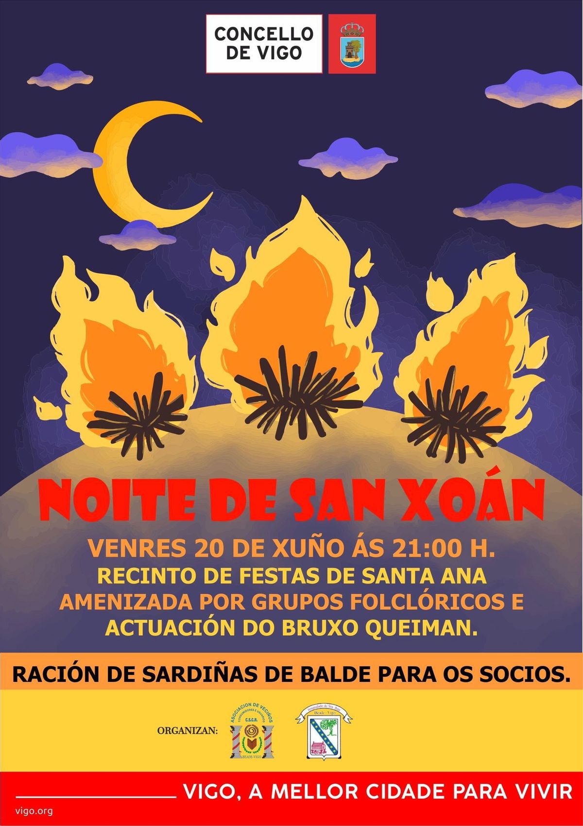 Cartel de la fiesta de San Xoán de Beade en Vigo 2025.