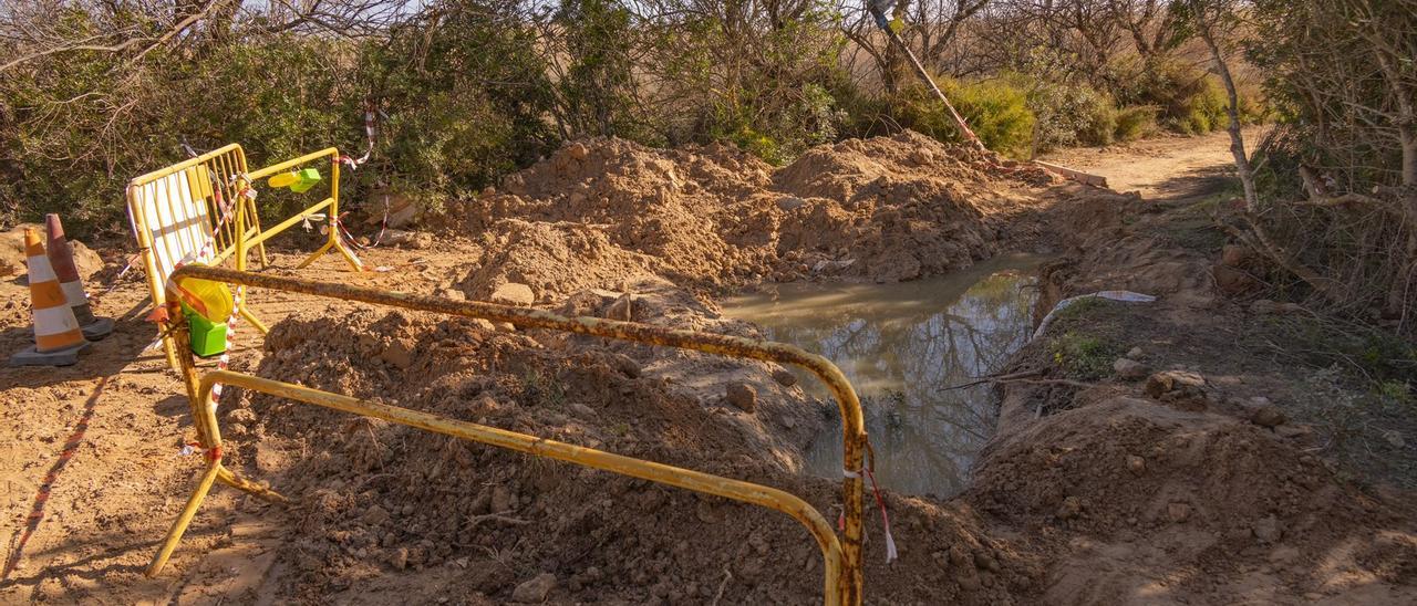 Lugar del camino de es Brolls donde se ha localizdo la rotura