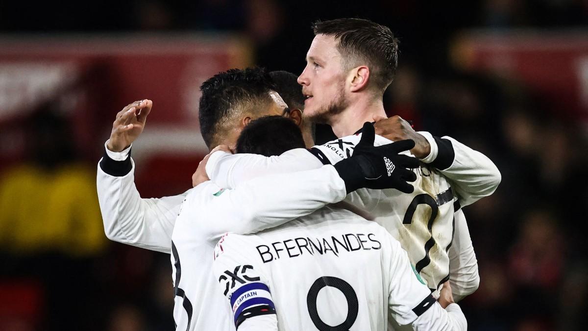 Los jugadores del United celebran un gol